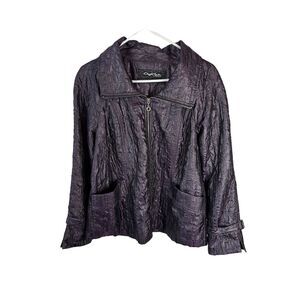 Cheryl Nash Windridge Women's Purple Crinkled Jacket M Long Sleeve